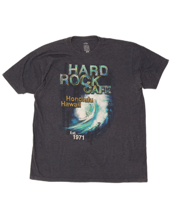 Hard Rock Cafe Mens Honolulu Graphic Camiseta Top XL Azul Marino Algodón