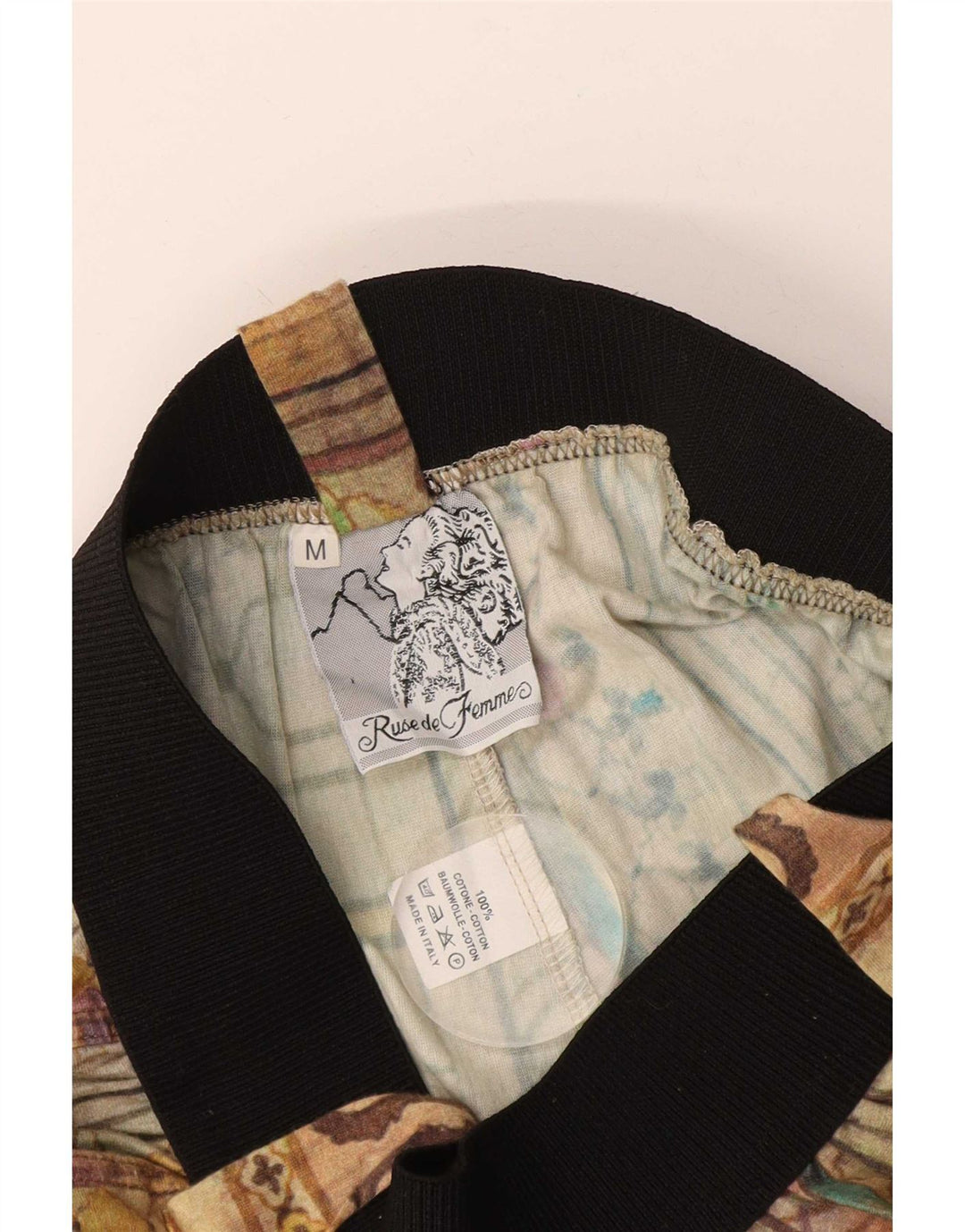 Pantalones cortos casuales con estampado abstracto vintage para mujer Mediano W28 Algodón beige