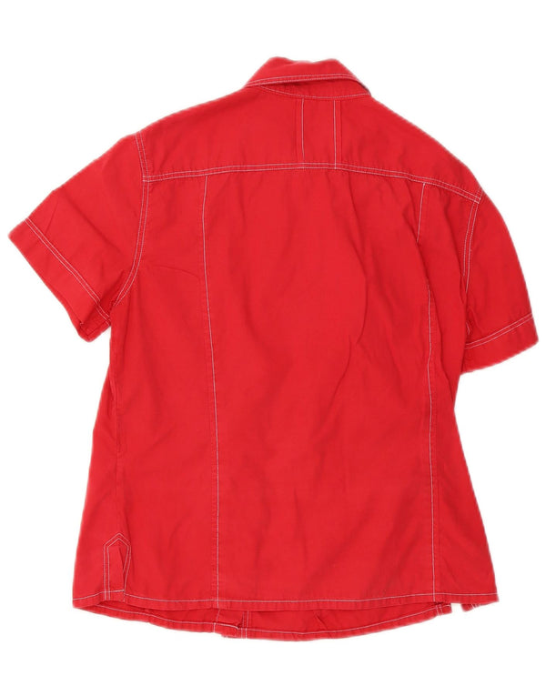 Onyx Camisa de manga corta para mujer UK 12 Medium Red Cotton