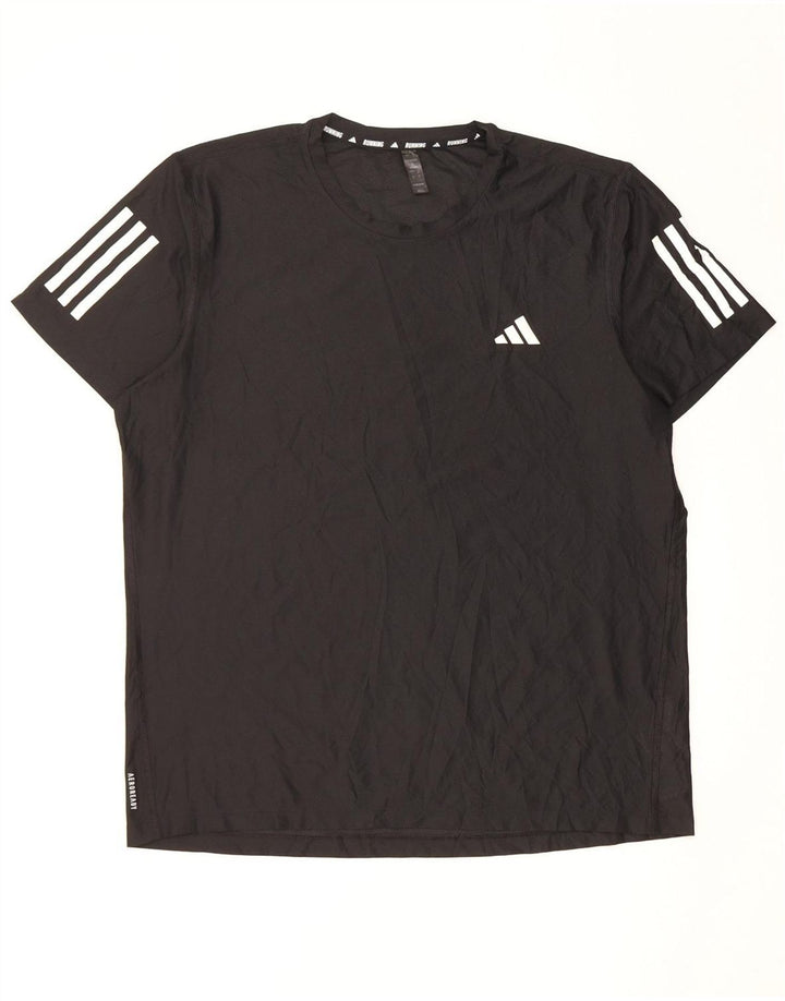 Adidas - Camiseta para correr para hombre, talla grande, poliéster negro