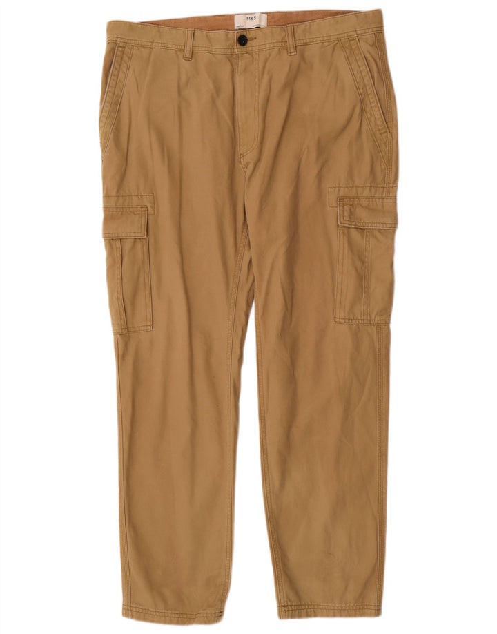 Marks & Spencer Pantalones cargo rectos para hombre W38 L31 Algodón marrón