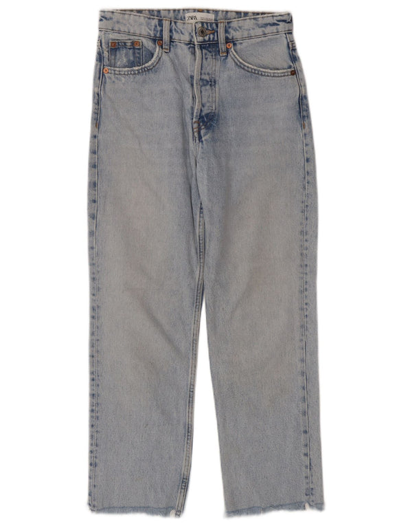 Zara Jeans Rectos Cortos Para Mujer EU 34 2XS W24 L25 Azul