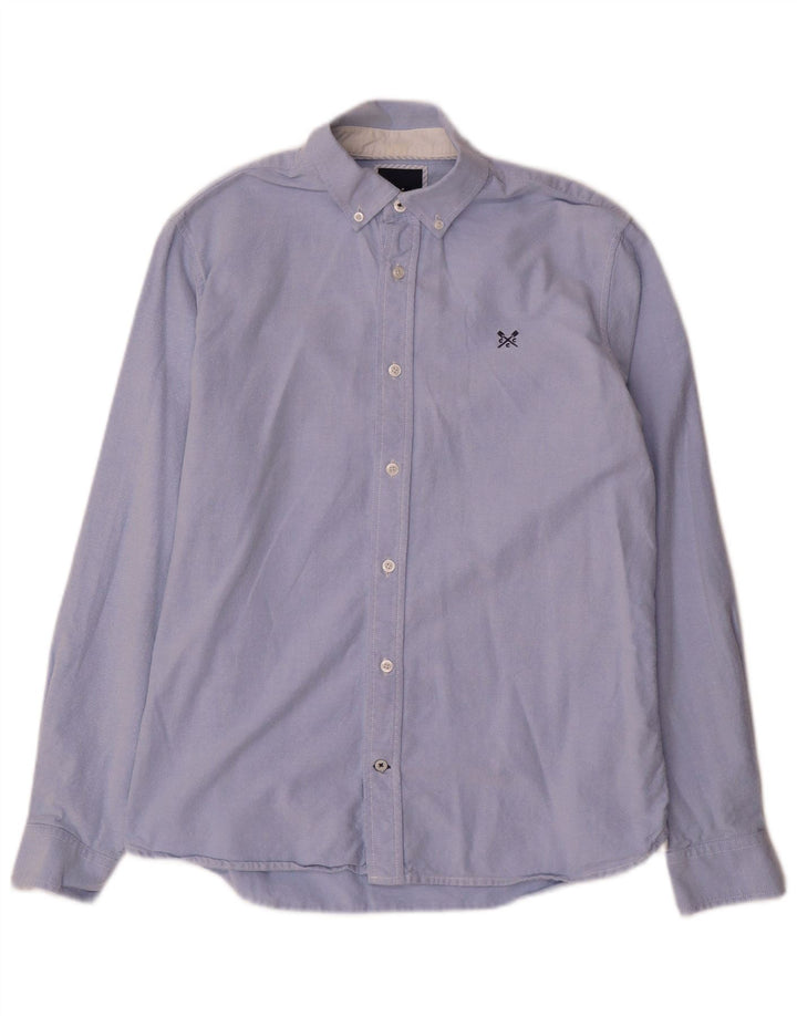 CREW CLOTHING Camisa ajustada para hombre de algodón azul medio