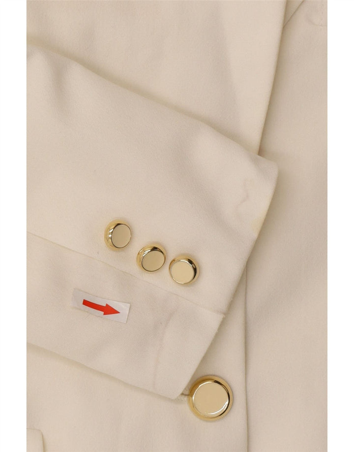 Wit Boy Chaqueta tipo blazer de 3 botones para mujer UK 10 Small Off White Poliéster