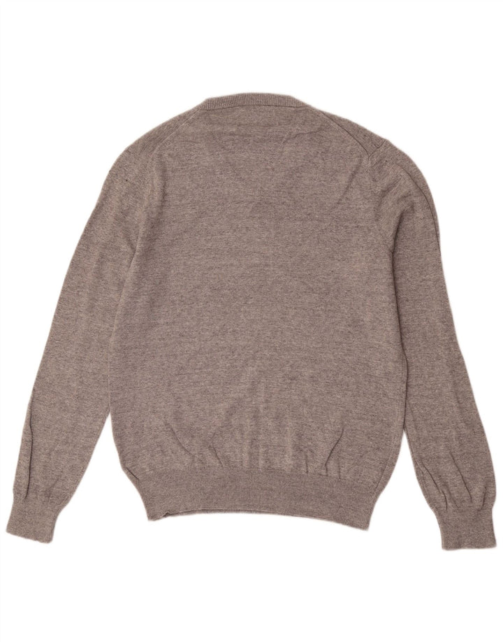Marks & Spencer Jersey con cuello en V para hombre, talla grande, algodón gris