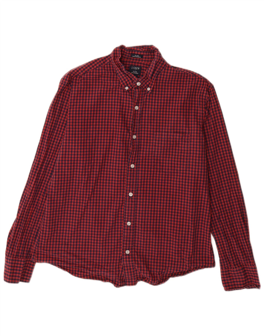 J. Crew Camisa ajustada para hombre de algodón a cuadros rojo grande