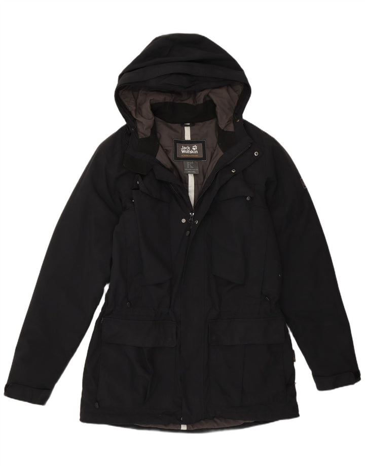 Jack Wolfskin Abrigo cortavientos con capucha para hombre UK 36/38 Mediano Negro Poliamida