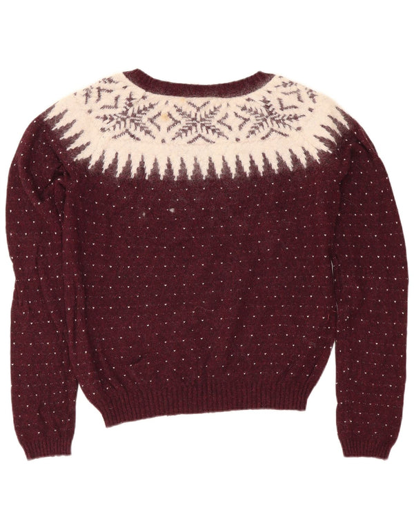 Suéter tipo jersey para mujer con cuello barco de Fat Face UK 42 Medio Borgoña Fair Isle