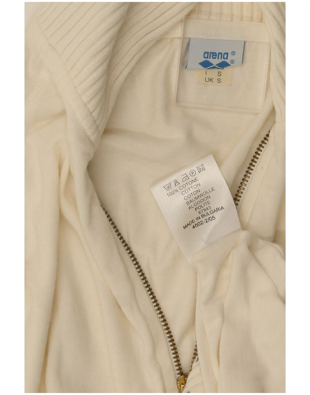 Arena Chaqueta De Chándal Extragrande Con Gráfico Para Mujer Pequeña De Algodón Blanco Roto