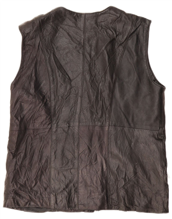 VINTAGE Chaleco de cuero para mujer Reino Unido 16 Grande Negro