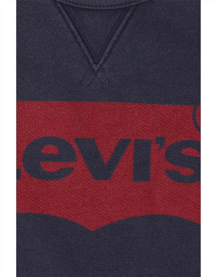 LEVI'S Hombre Sudadera Gráfica Jumper XL Azul Marino Algodón