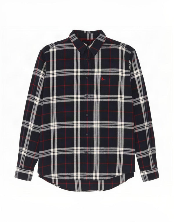 Camisa de franela para hombre Jack Wills de algodón a cuadros azul marino grande