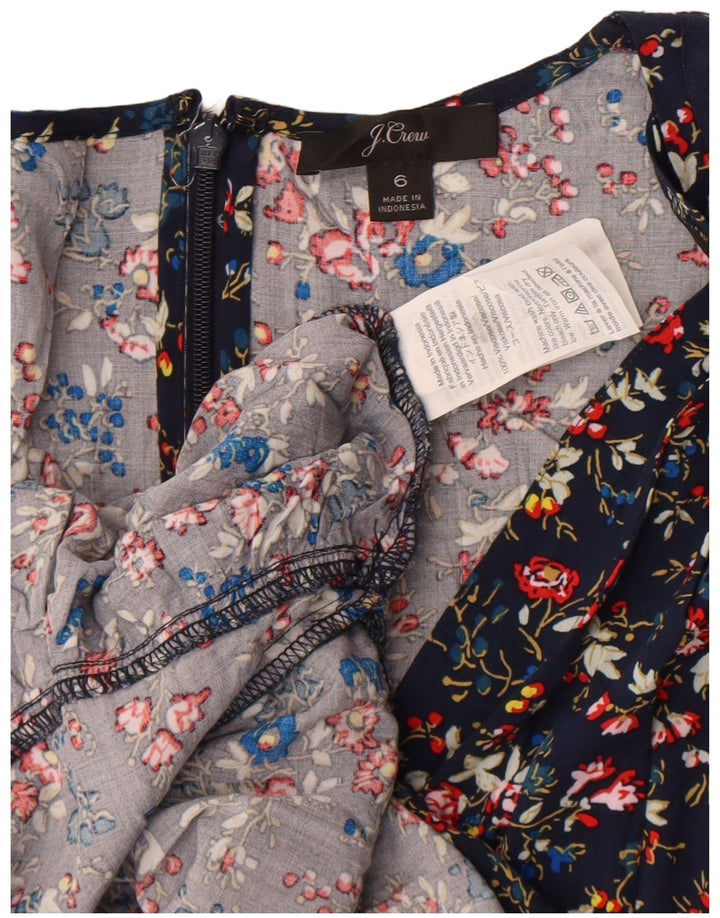 J. Crew Vestido Acampanado para Mujer US 6 Medio Azul Marino Floral Viscosa