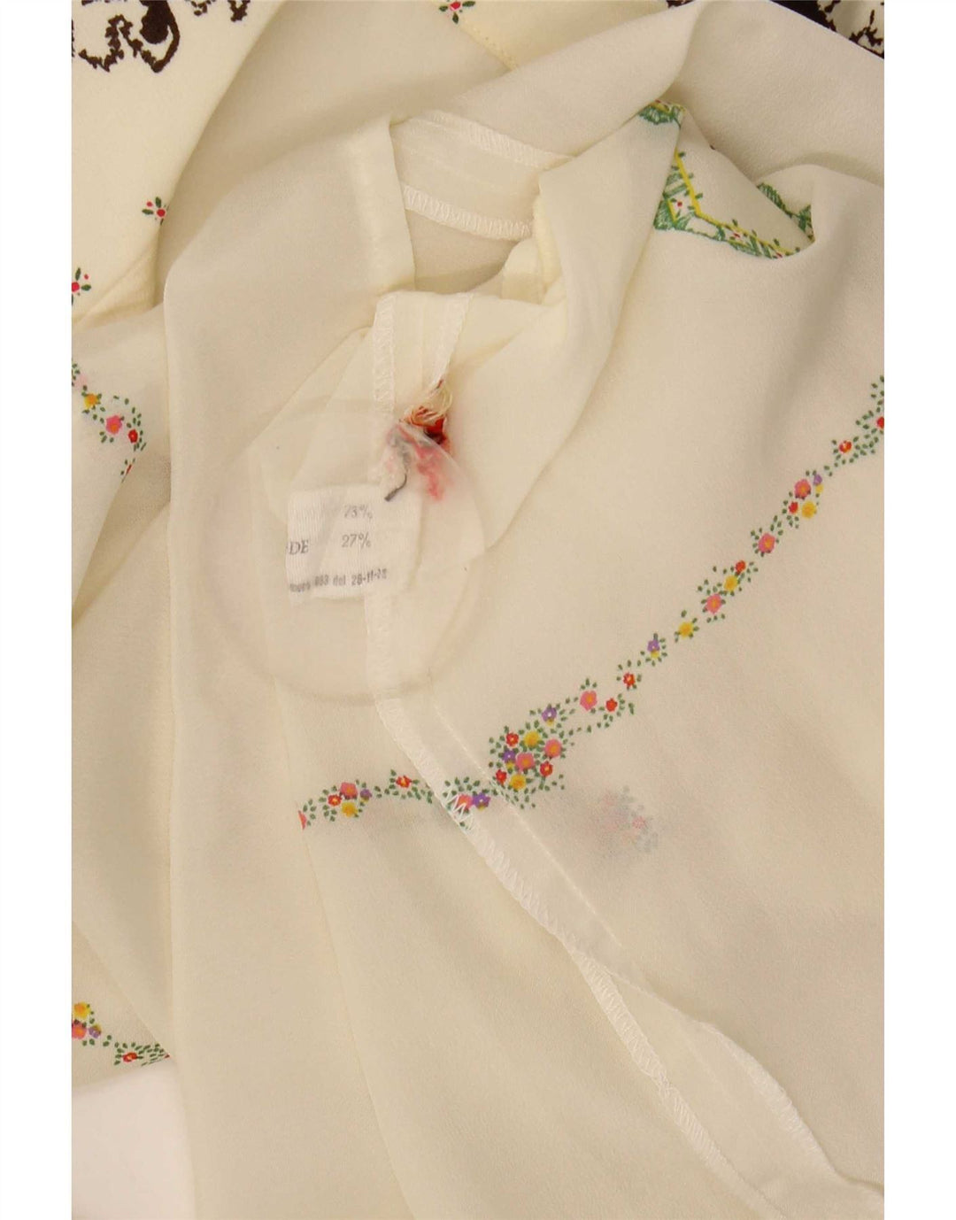 Vintage mujer ver a través de camisa blusa IT 44 Medio Off White Floral