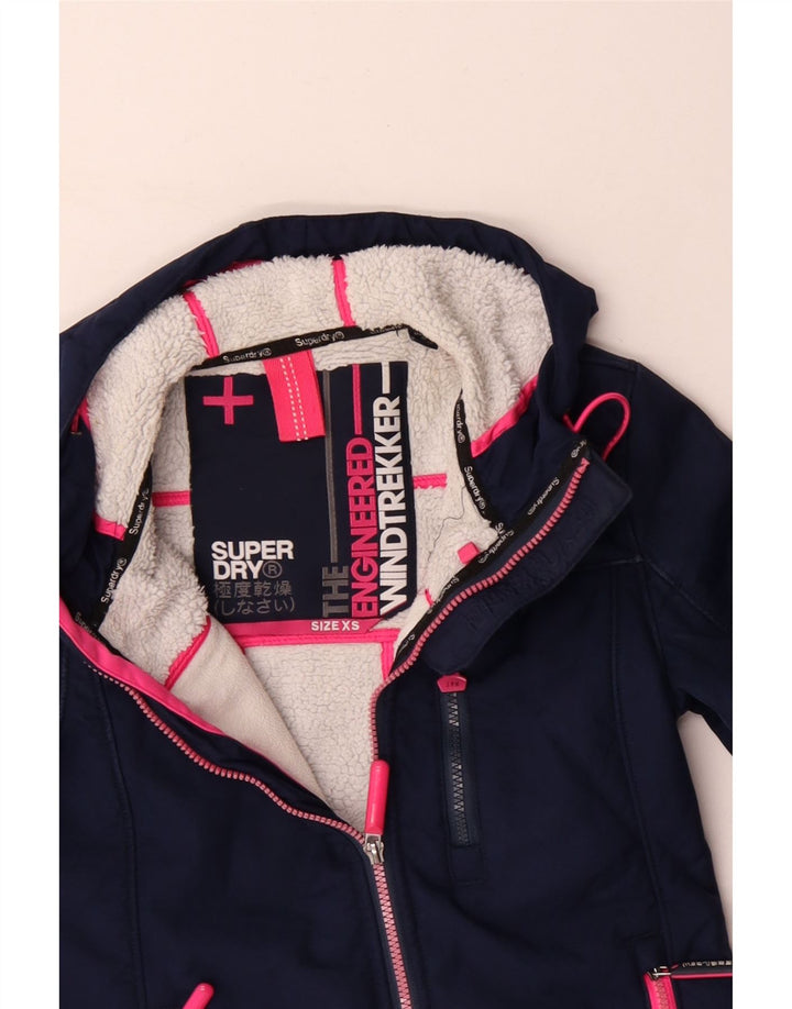 Superdry Chaqueta cortavientos con capucha para mujer UK 6 XS Poliéster azul marino