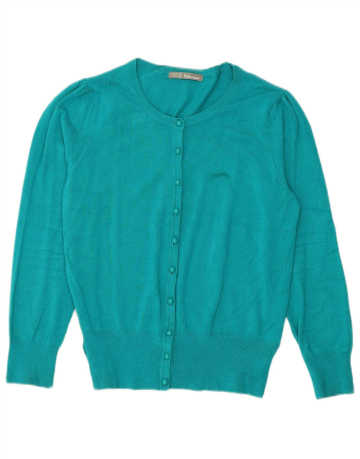 Marks & Spencer Suéter tipo cárdigan para mujer UK 46 Viscosa azul grande