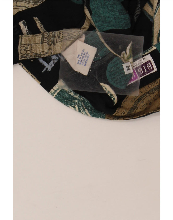 BIG MATCH Camisa de Manga Corta para Hombre Viscosa Patchwork Azul Marino Medio