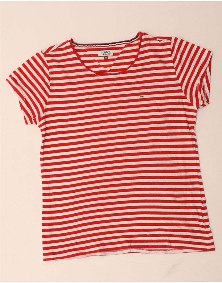 Tommy Hilfiger Camiseta para mujer Top UK 14 Medium Red Stripes
