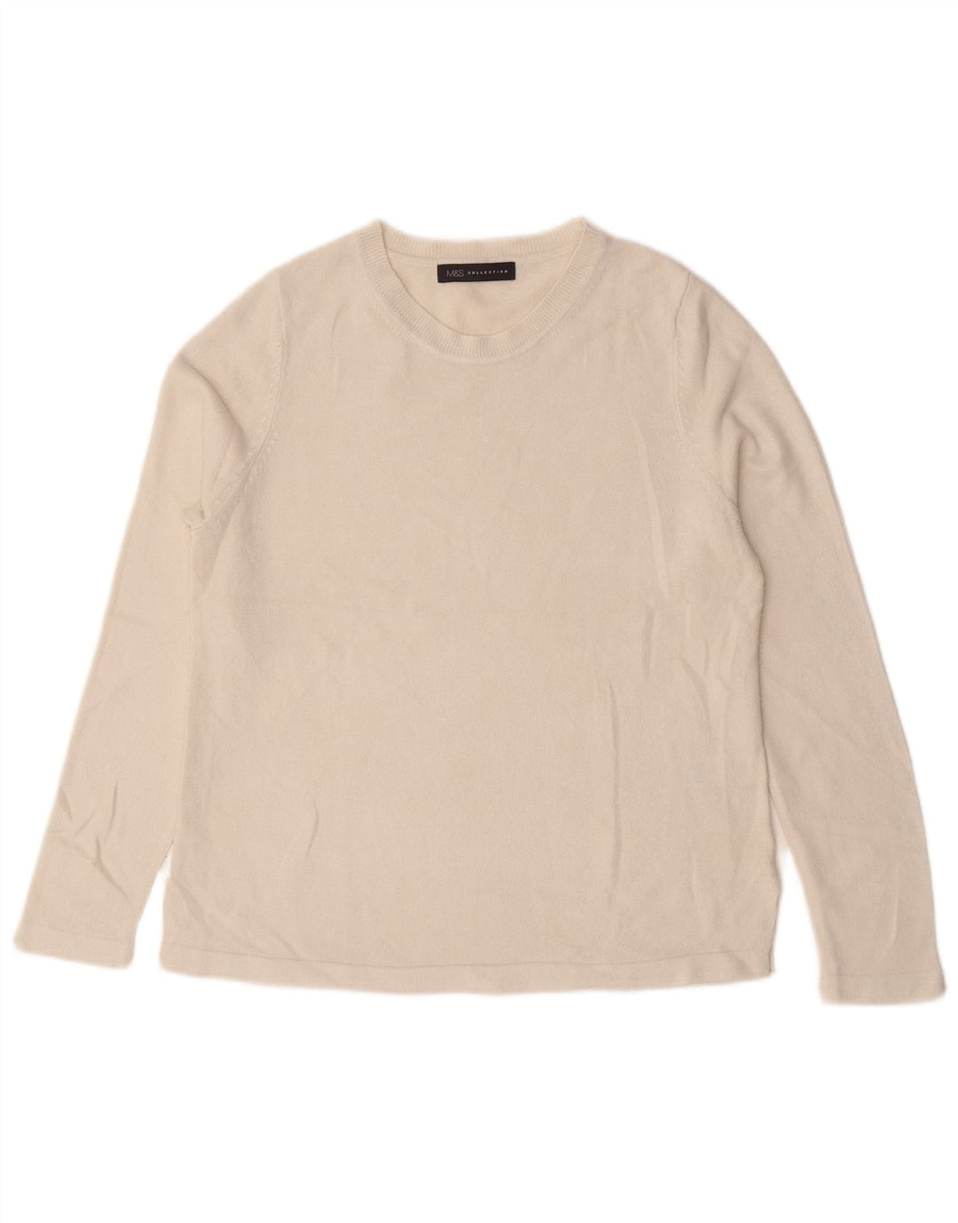 Marks & Spencer - Jersey de cuello redondo para mujer, talla 40, acrílico blanco mediano