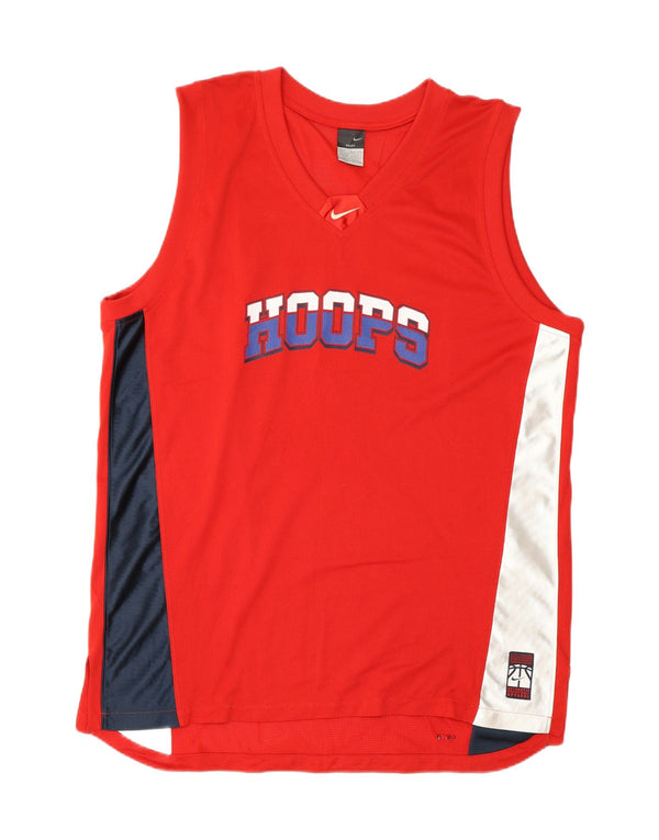 NIKE Mens Dri Fit Graphic Vest Top UK 42/44 Large Red Colourblock