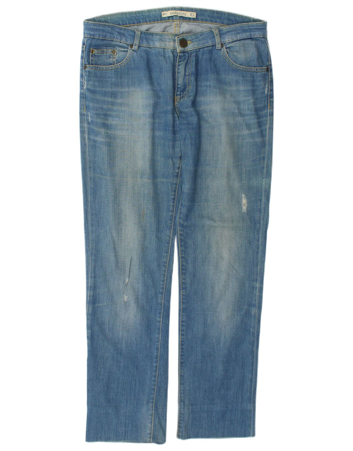 Zara Jeans rectos desgastados para mujer EU 40 Medium W30 L29 Algodón azul