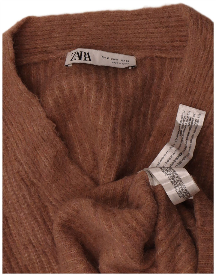 Zara Mujer Crop Suéter Cárdigan Extragrande UK 44 Medium Brown Nylon