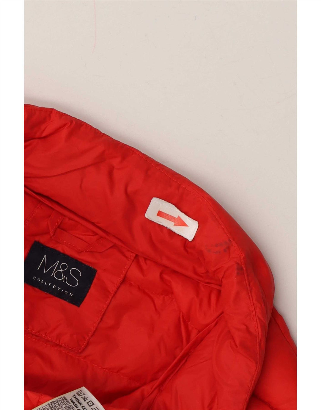 Marks & Spencer Chaleco acolchado con capucha para mujer UK 40 Mediano Rojo Poliamida