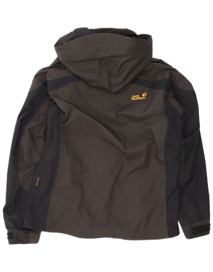 Jack Wolfskin Chaqueta impermeable con capucha para mujer Reino Unido 12/14 Marrón medio Colorblock