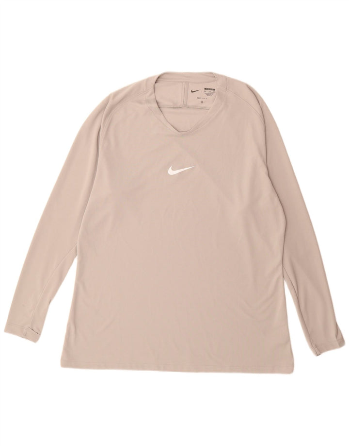 Nike Mens Dri Fit Slim Fit Top manga larga 2XL gris poliéster
