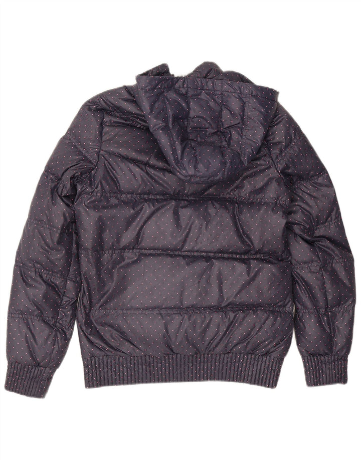 Adidas Chaqueta acolchada con capucha para mujer UK 12 Mediana Azul marino Spotted Poliéster