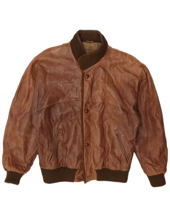 Chaqueta de cuero vintage para hombre UK 36 Small Brown