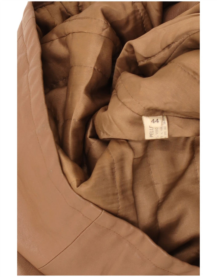 Chaqueta de cuero vintage para mujer IT 44 cuero marrón medio