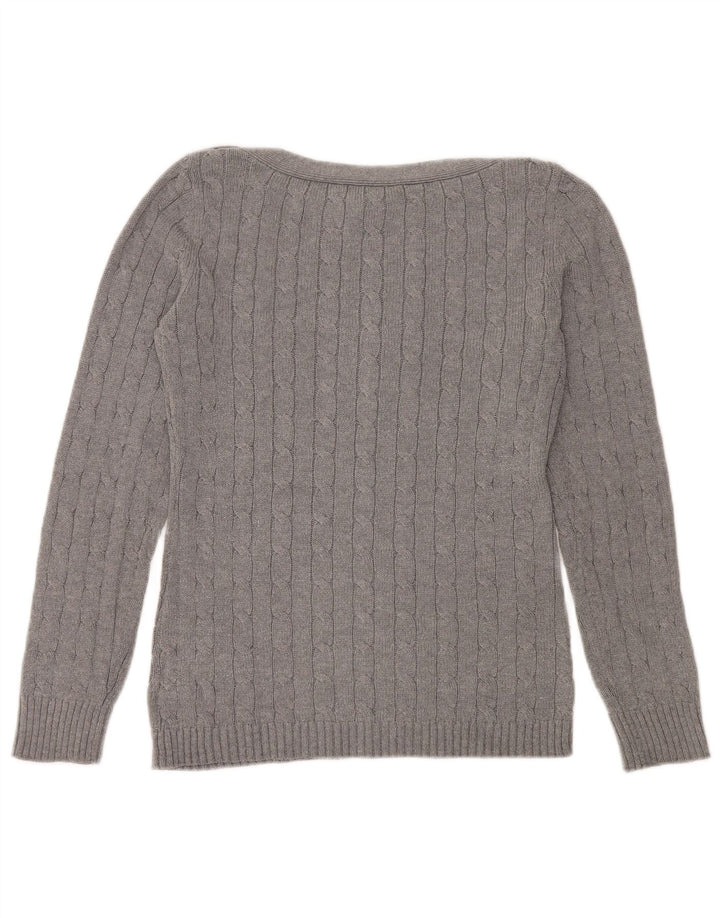 RALPH LAUREN Jersey con cuello barco para mujer UK 14 Algodón gris medio