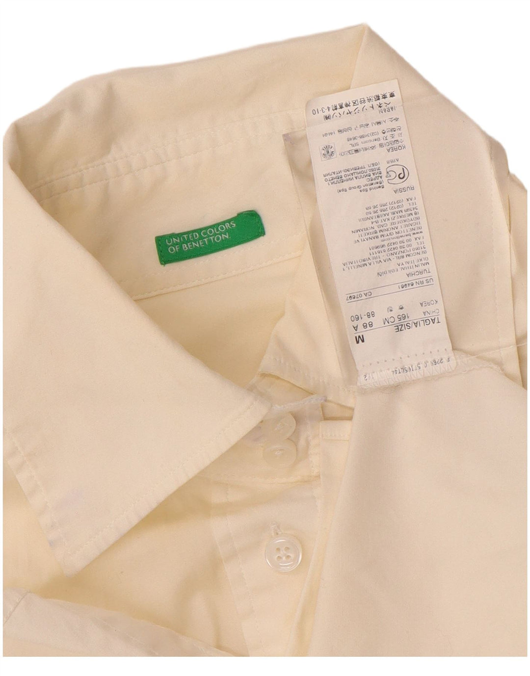 Benetton Camisa Formal Mujer ES 40 Mediana Algodón Blanco