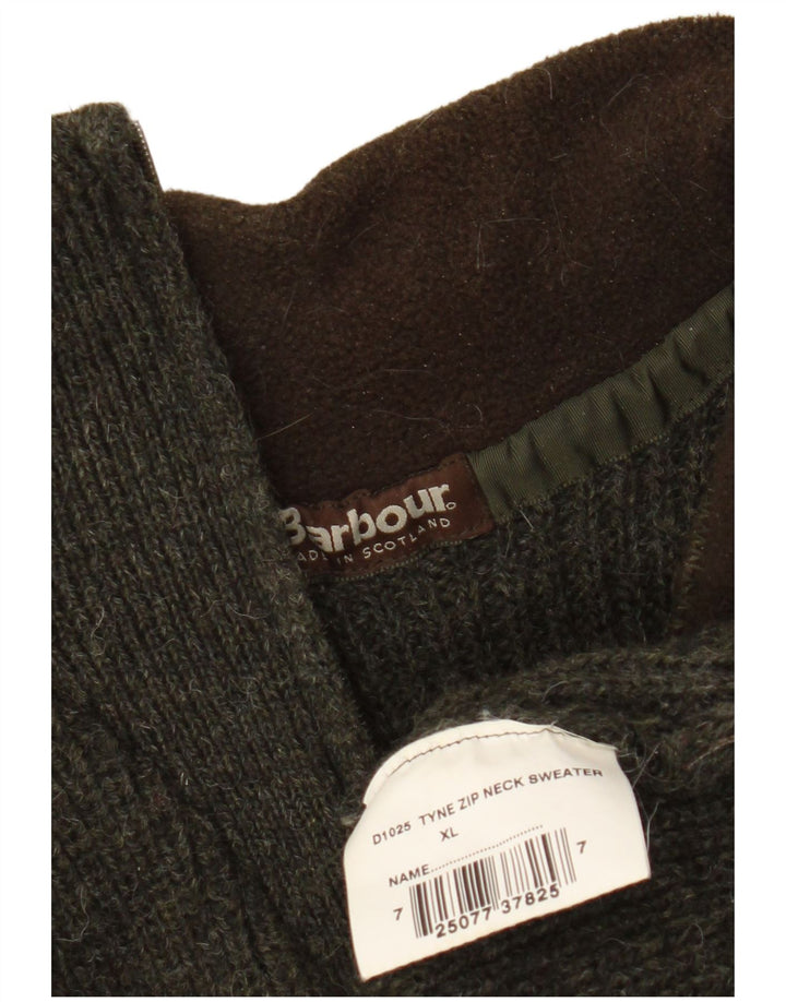 Barbour Jersey De Cuello Con Cremallera Para Hombre XL Caqui Lana Nueva