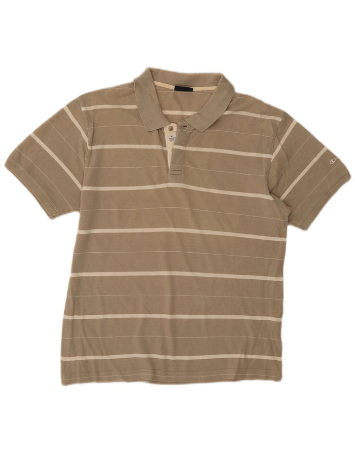 Champion Polo Para Hombre De Algodón A Rayas Beige Medio