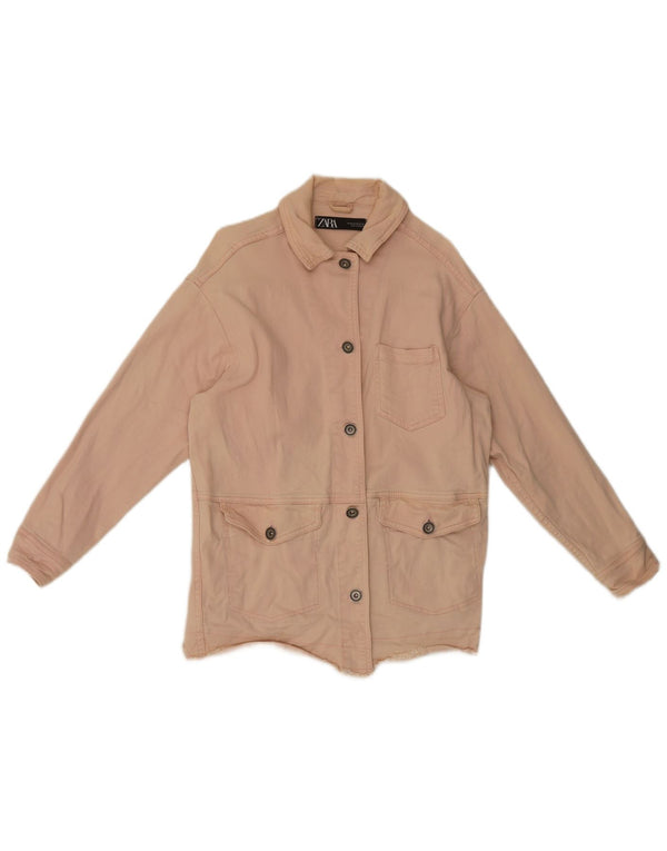 Zara Mujer Chaqueta Vaquera Extragrande UK 6 XS Algodón Rosa