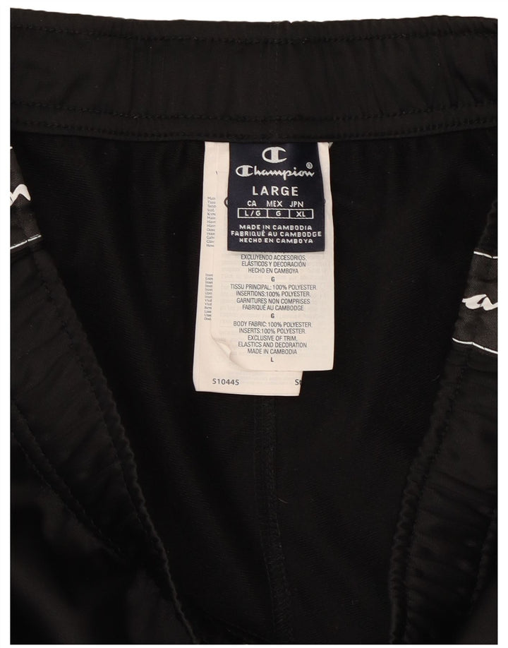 CHAMPION Pantalones de chándal con estampado gráfico para hombre Joggers Large Poliéster negro