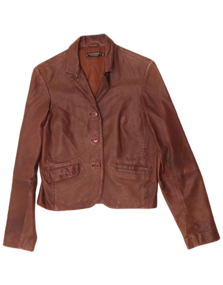 Mason's Chaqueta tipo blazer de cuero con 3 botones para mujer IT 42 Marrón medio