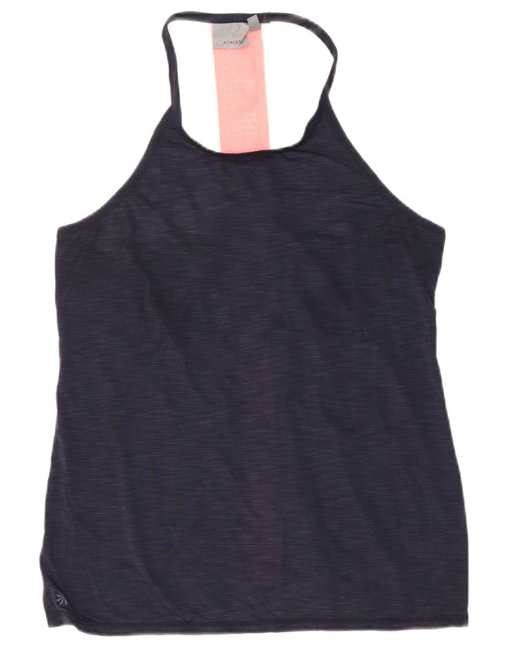 Athleta - Camiseta sin mangas para mujer (talla 40), poliéster moteado en azul marino mediano