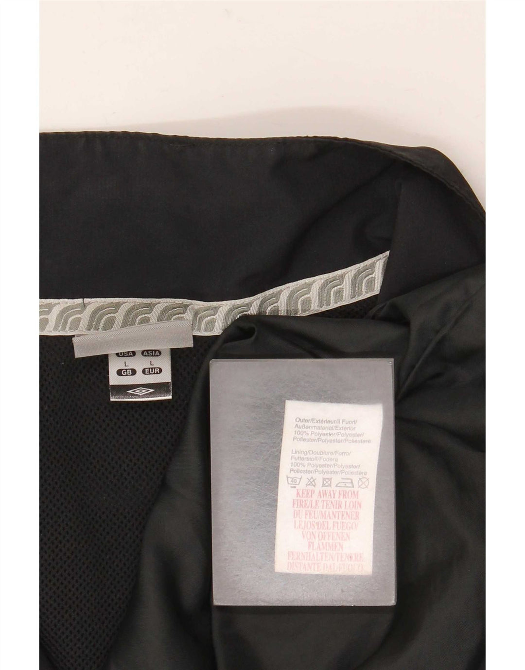 Umbro Hombre Chándal Top Chaqueta Grande Negro Geométrico Poliéster