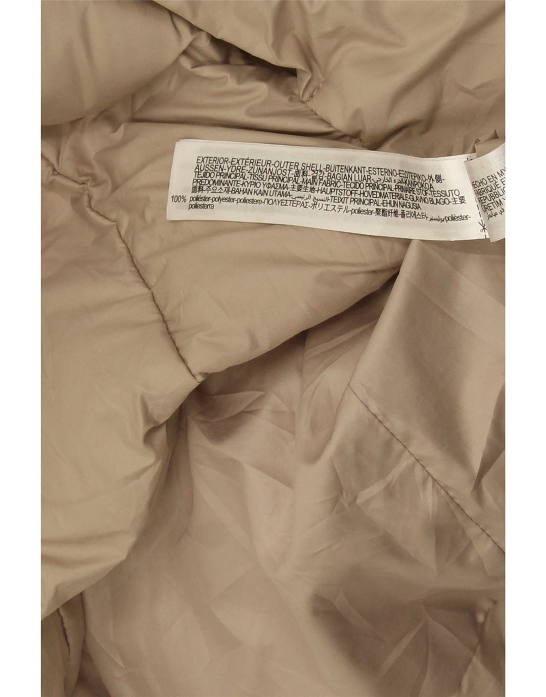 ZARA Mujer Chaqueta Acolchada Con Capucha ES 44 Medio Beige Poliéster