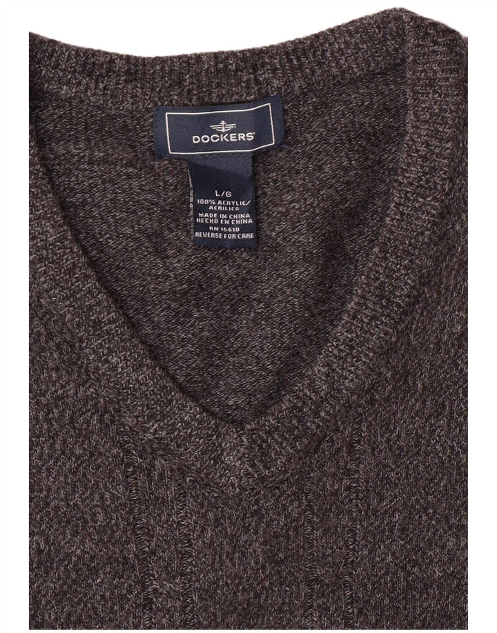 DOCKERS Jersey con cuello en V para hombre, acrílico gris grande