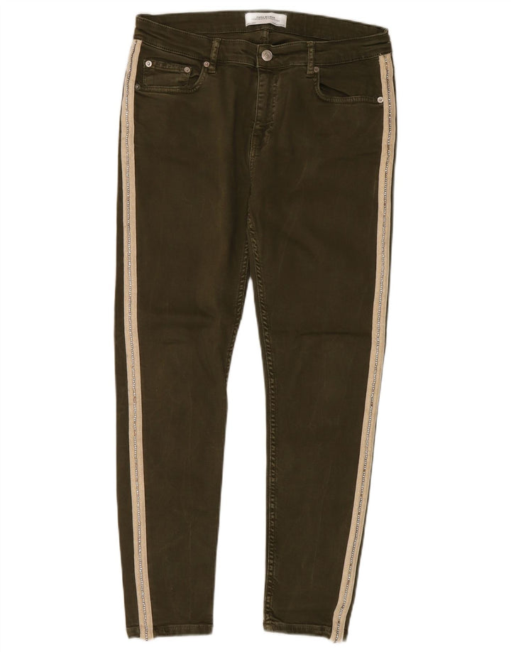 Zara Jeans Slim para Mujer EU 40 Medium W30 L27 Caqui Colorblock