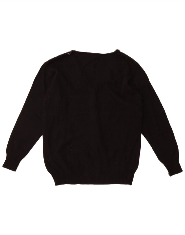 Vintage mujer Cardigan suéter Reino Unido 16 grande negro
