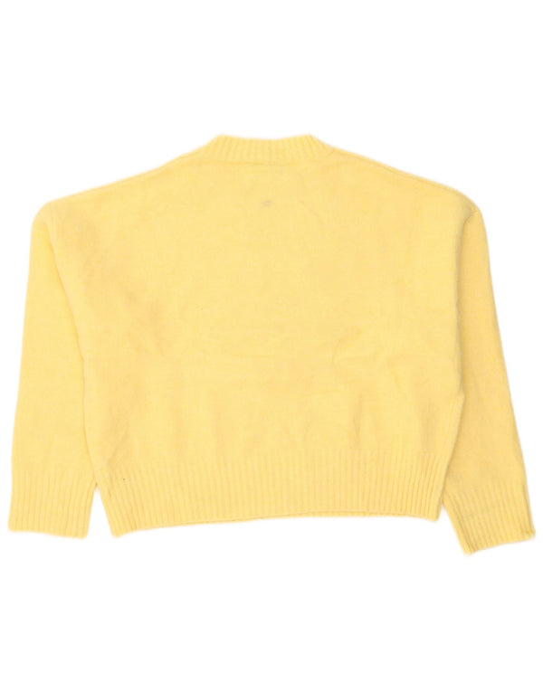 Zara Mujer Crop Oversize Cuello Redondo Jersey Jersey UK 10 Small Amarillo