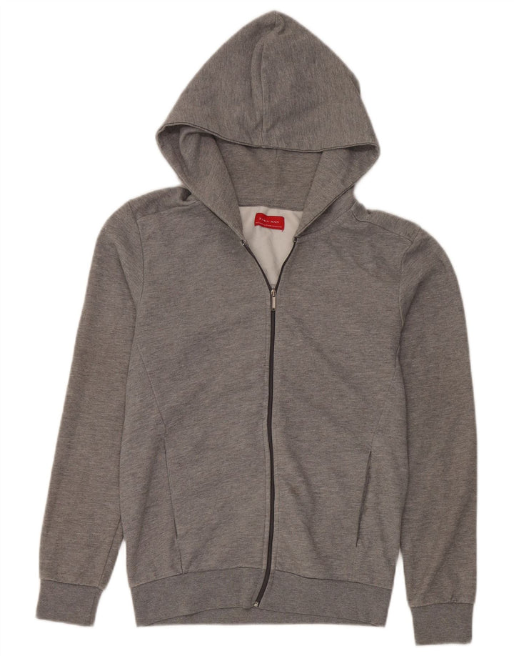 Zara Mens Zip Sudadera Con Capucha Suéter Pequeño Gris