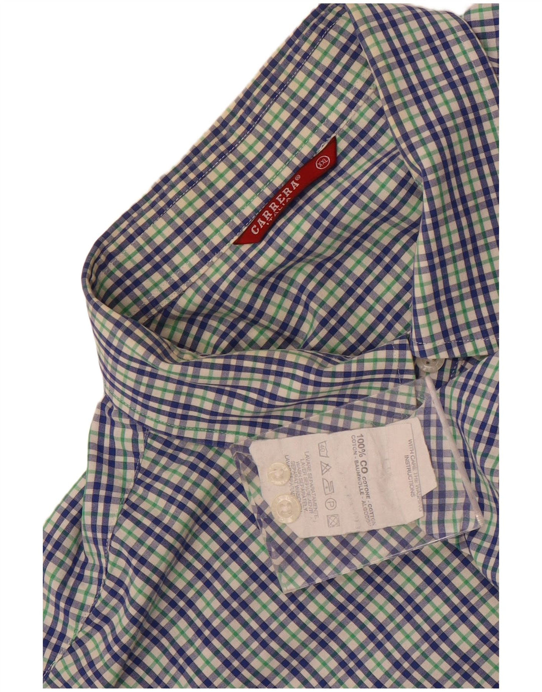 Carrera Camisa de manga corta para hombre 2XL Algodón a cuadros azul