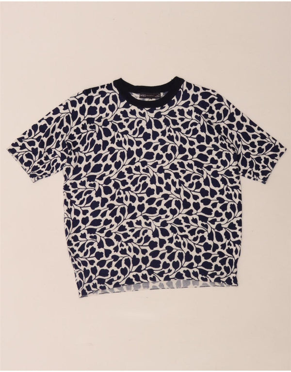 Marks & Spencer Camiseta para Mujer Top UK 40 Medium Azul Marino Floral Viscosa