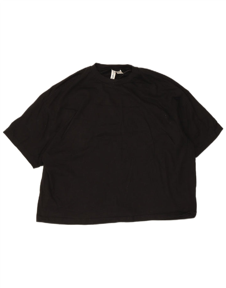 H&M Camiseta corta para mujer UK 44 Mediana Algodón negro